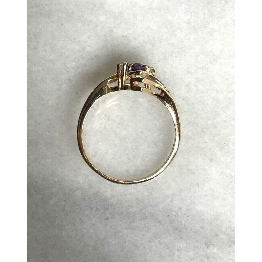 ''PERFEX'' YELLOW GOLD AMETHYST DIAMOND RING SIZE 7.5 SKY