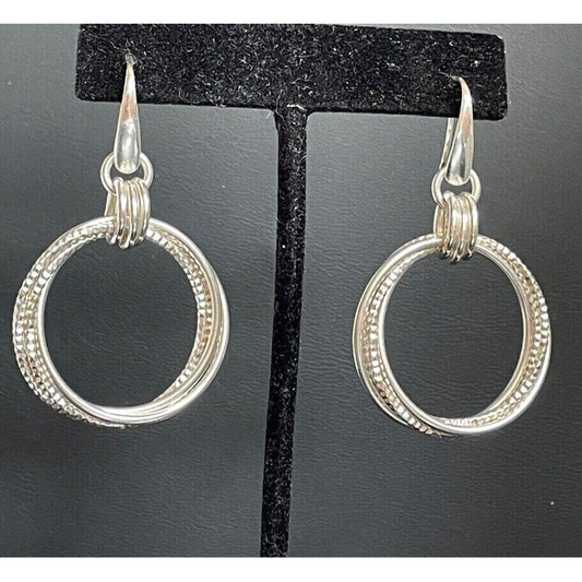 ITALIAN 950 STERLING SILVER MULTI-HOOP EARRINGS SKY