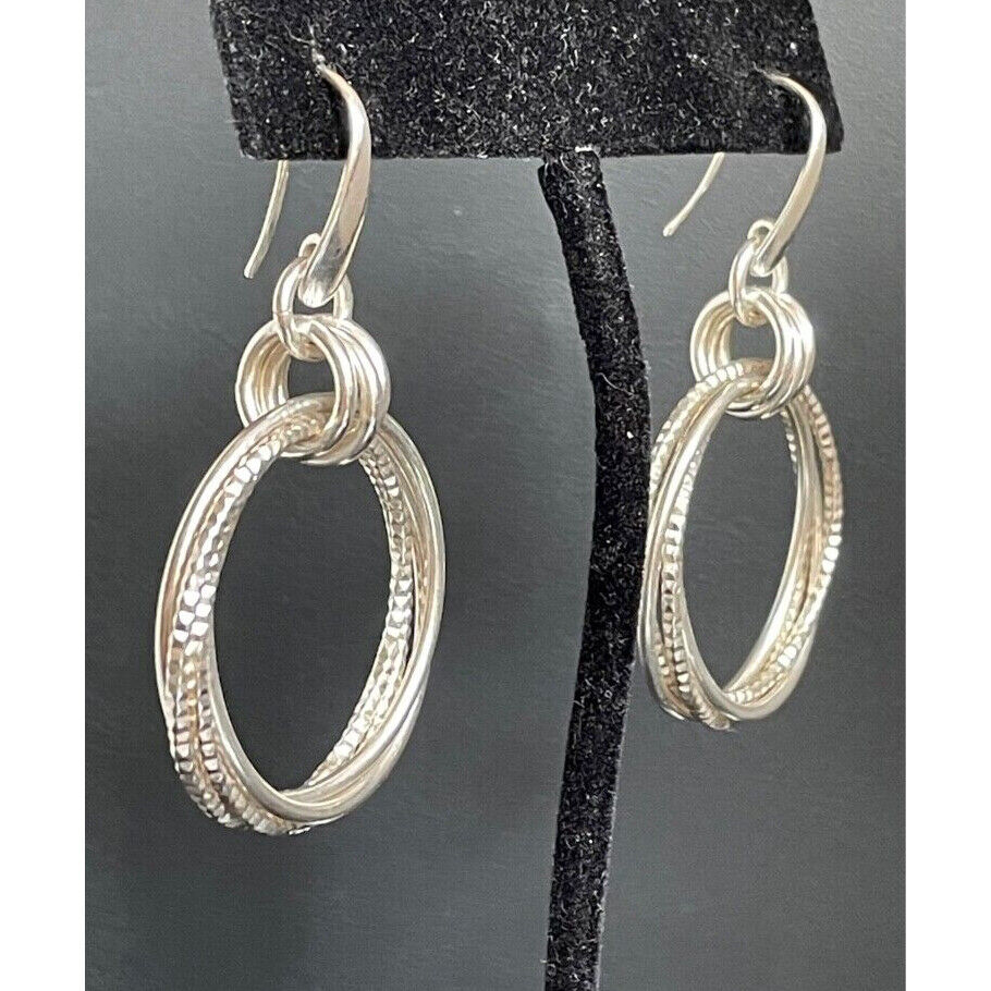 ITALIAN 950 STERLING SILVER MULTI-HOOP EARRINGS SKY