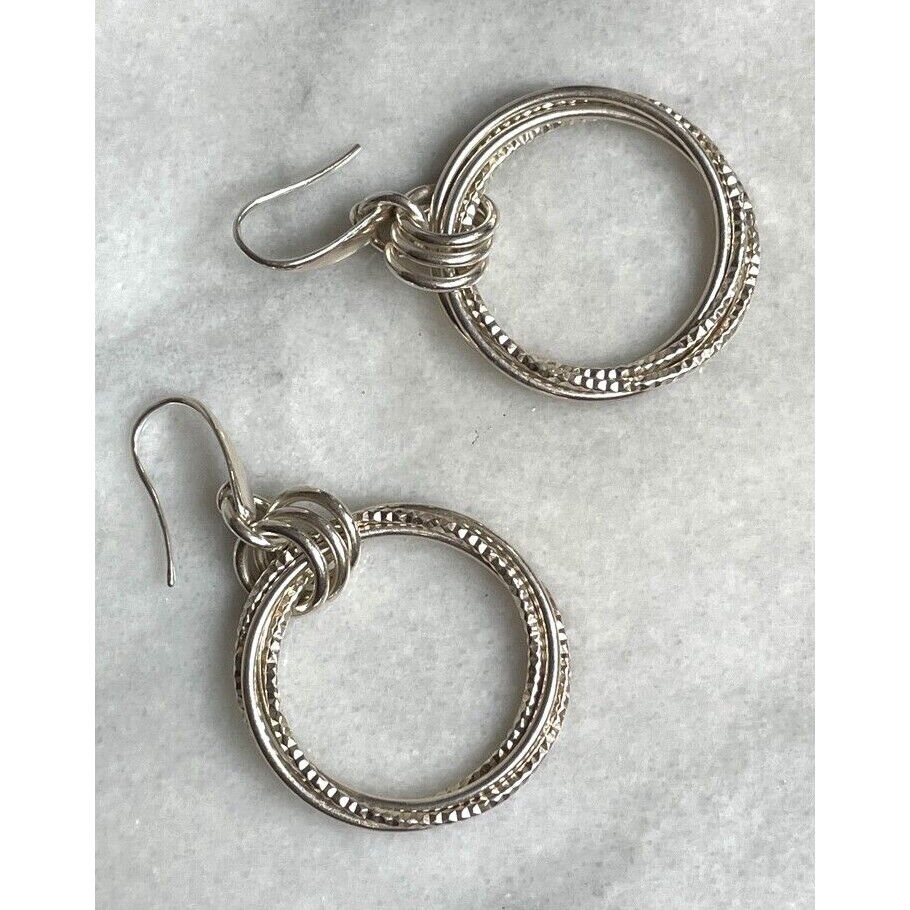 ITALIAN 950 STERLING SILVER MULTI-HOOP EARRINGS SKY