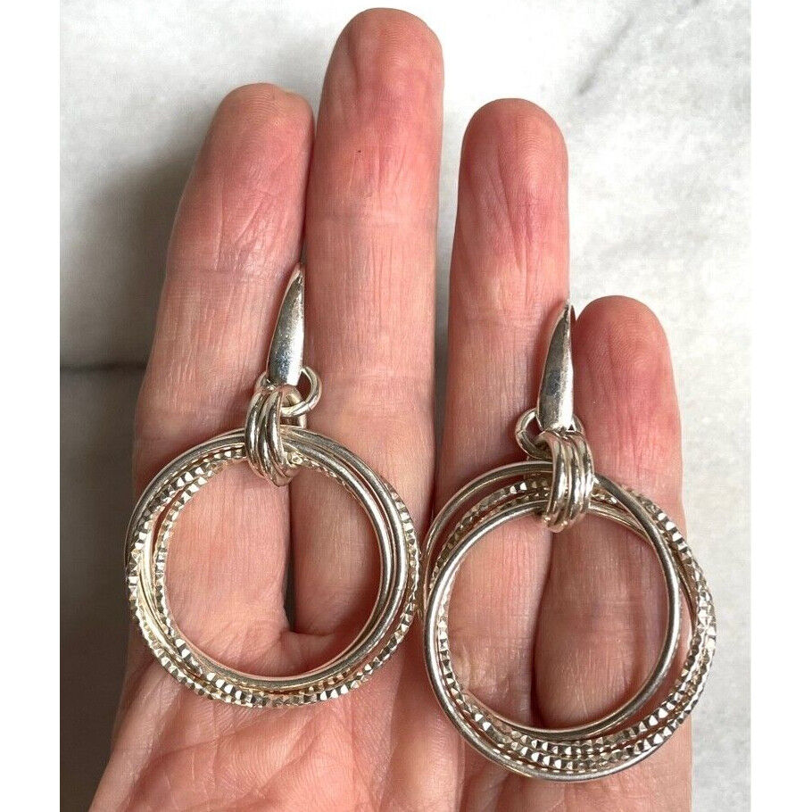 ITALIAN 950 STERLING SILVER MULTI-HOOP EARRINGS SKY