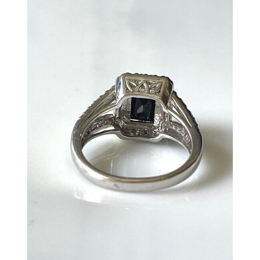 925 STERLING SILVER AND BLACK TOURMALINE RING SIZE 7 SKY