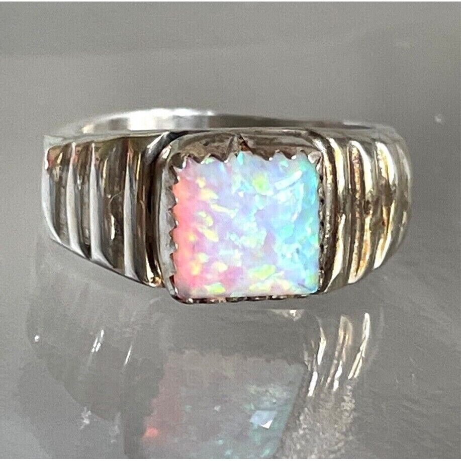 MAX. C 925 STERLING SILVER FAUX OPAL RING SIZE 7.5 SKY