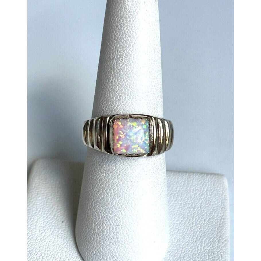 MAX. C 925 STERLING SILVER FAUX OPAL RING SIZE 7.5 SKY