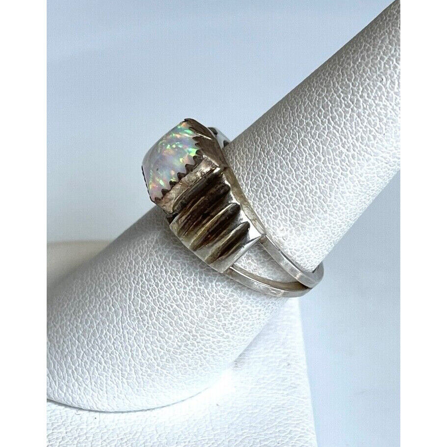 MAX. C 925 STERLING SILVER FAUX OPAL RING SIZE 7.5 SKY