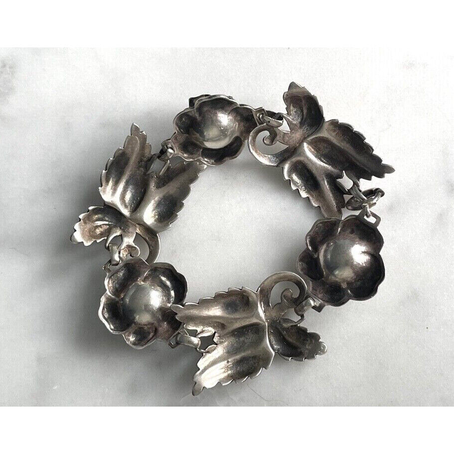 VINTAGE 925 STERLING SILVER  ROSE GARLAND BRACELET SKY