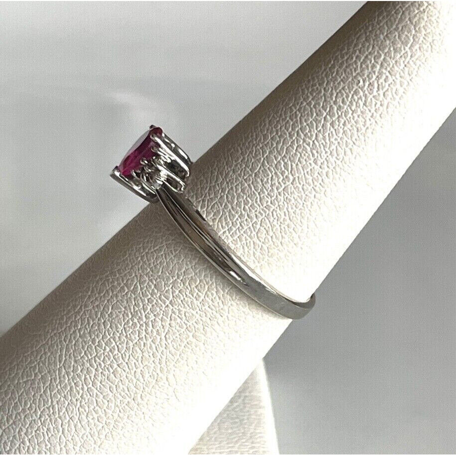 14K WHITE GOLD PINK TOPAZ DIAMOND RING SIZE 6.5 SKY