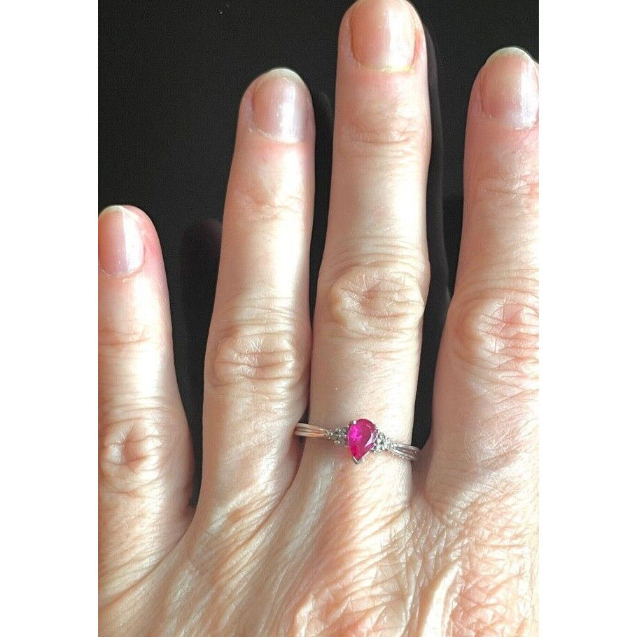 14K WHITE GOLD PINK TOPAZ DIAMOND RING SIZE 6.5 SKY