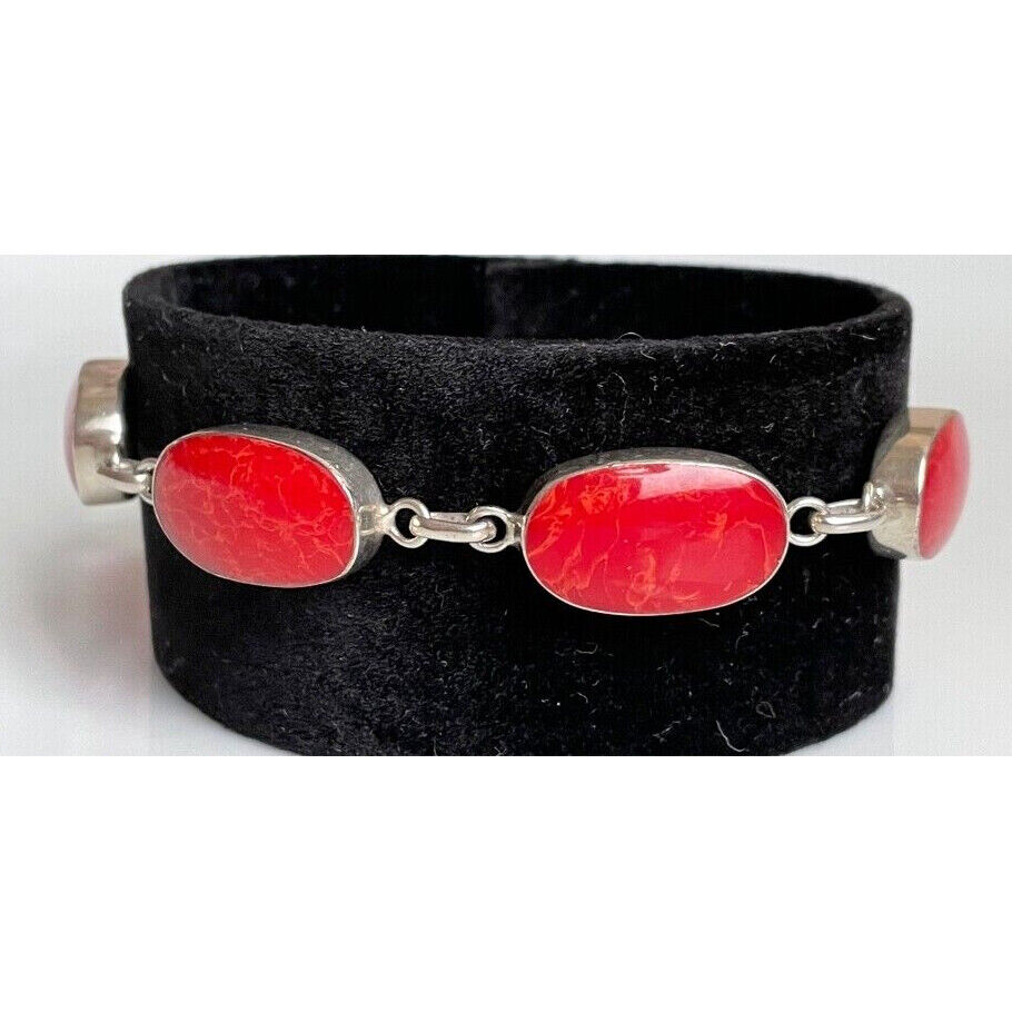 925 STERLING SILVER RED AGATE BRACELET SKY