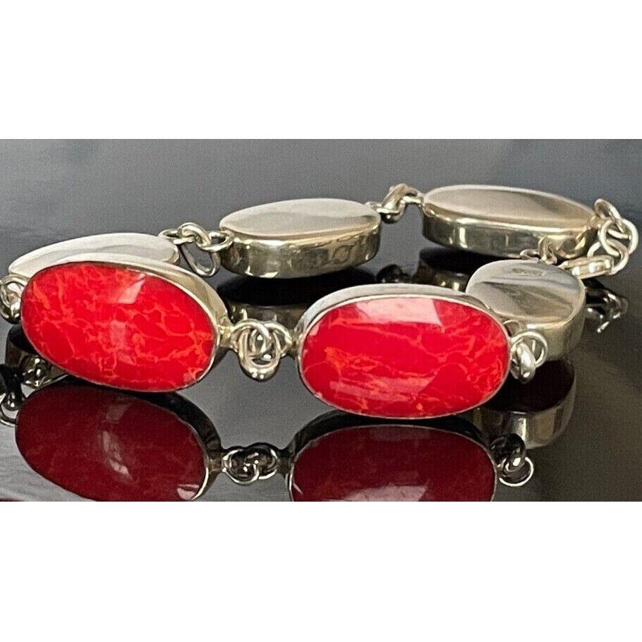 925 STERLING SILVER RED AGATE BRACELET SKY