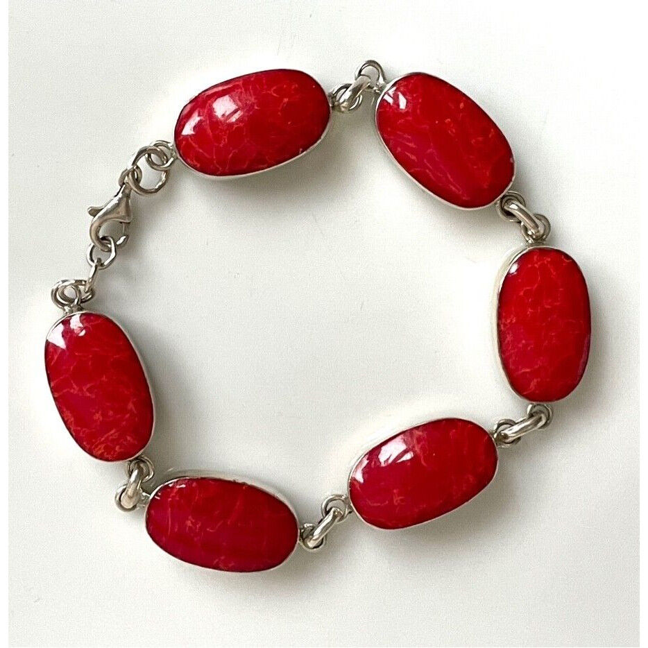 925 STERLING SILVER RED AGATE BRACELET SKY