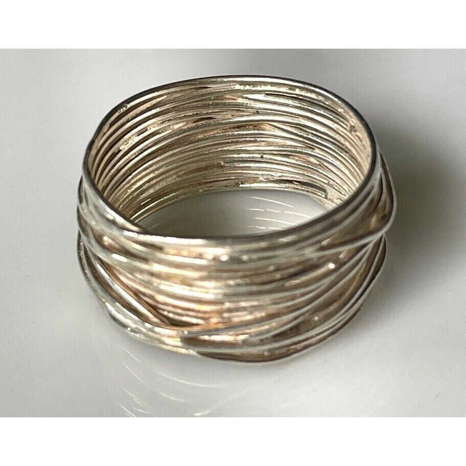 925 STERLING SILVER WIRED DESIGN BAND RING SIZE 11 SKY