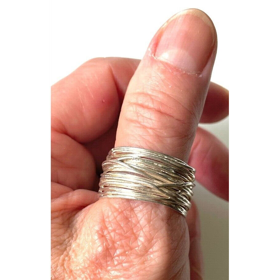 925 STERLING SILVER WIRED DESIGN BAND RING SIZE 11 SKY