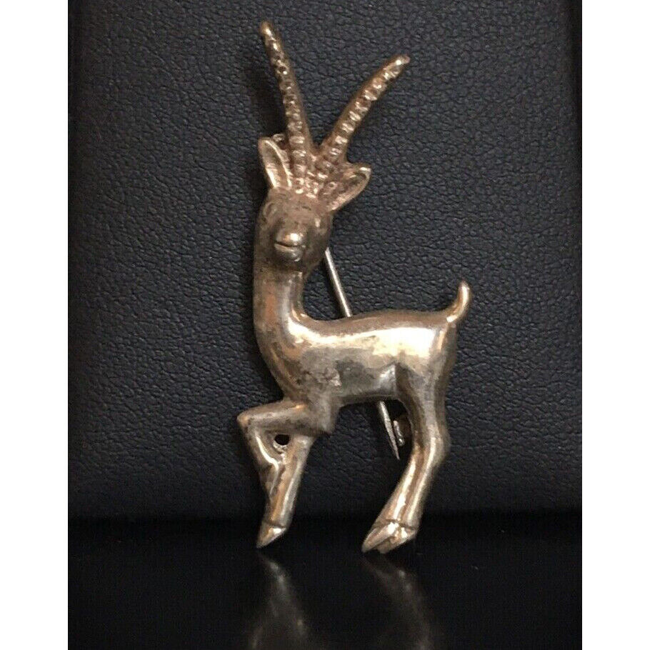 VINTAGE 925 STERLING SILVER ANTILOPE BROOCH SKY