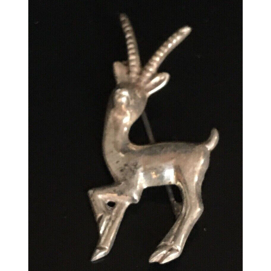 VINTAGE 925 STERLING SILVER ANTILOPE BROOCH SKY