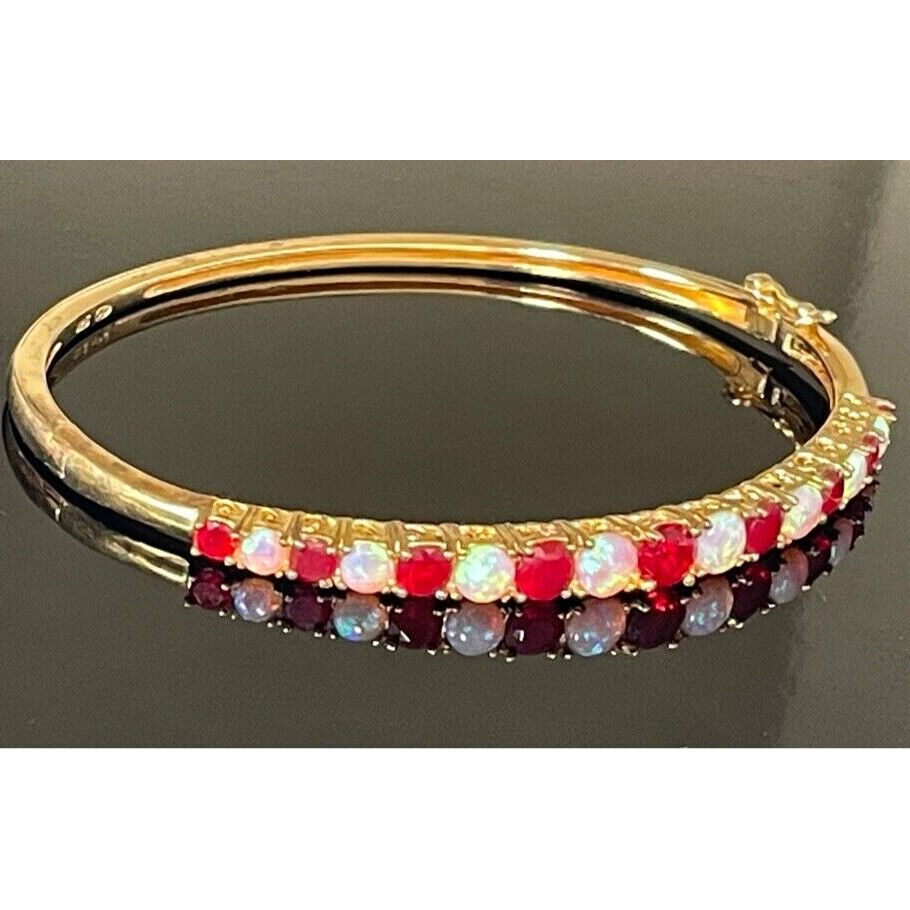 925 STERLING SILVER VERMEIL ALMANDINE GARNET AND OPAL  BRACELET SKY