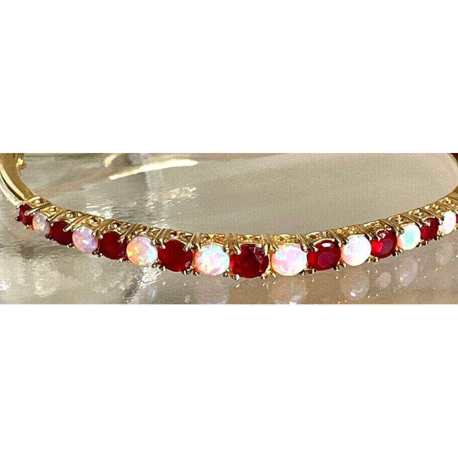 925 STERLING SILVER VERMEIL ALMANDINE GARNET AND OPAL  BRACELET SKY