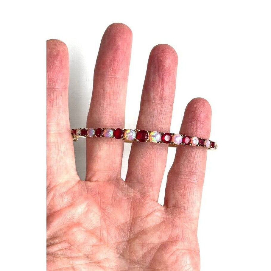 925 STERLING SILVER VERMEIL ALMANDINE GARNET AND OPAL  BRACELET SKY