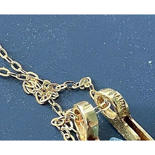 14 KT YELLOW GOLD & BLUE TOPAZ PENDANT NECKLACE SKY