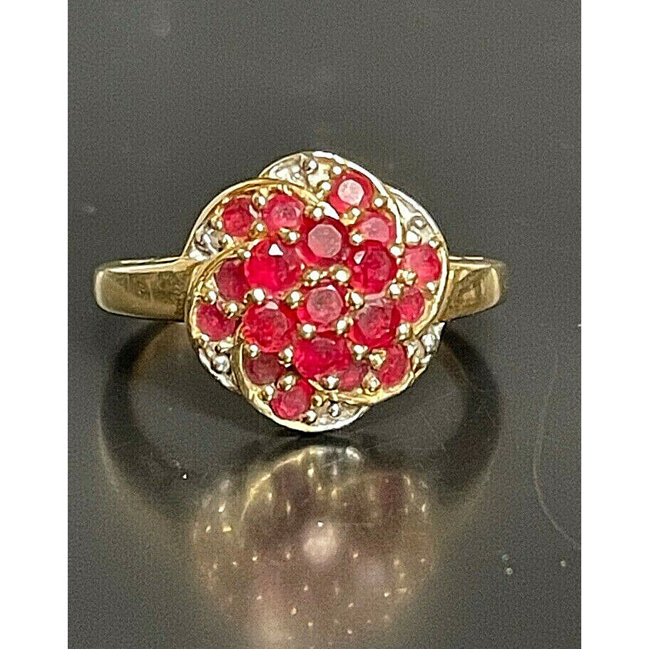 14K YELLOW GOLD PINK TOPAZ & DIAMOND COCKTAIL RING SIZE 7 SKY