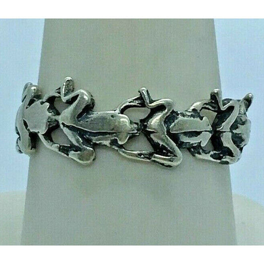 925 STERLING SILVER FROGS RING BAND. SIZE 8.5 SKY