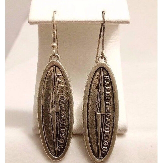 STERLING SILVER HARLEY - DAVIDSON ''1961 OVAL'' DANGLE EARRINGS SKY