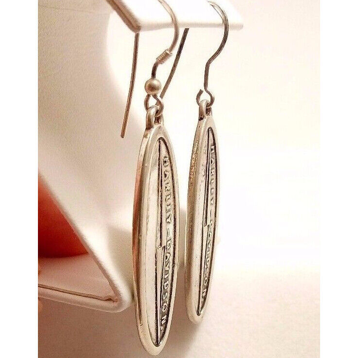 STERLING SILVER HARLEY - DAVIDSON ''1961 OVAL'' DANGLE EARRINGS SKY