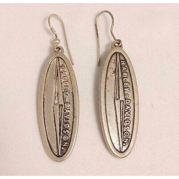 STERLING SILVER HARLEY - DAVIDSON ''1961 OVAL'' DANGLE EARRINGS SKY