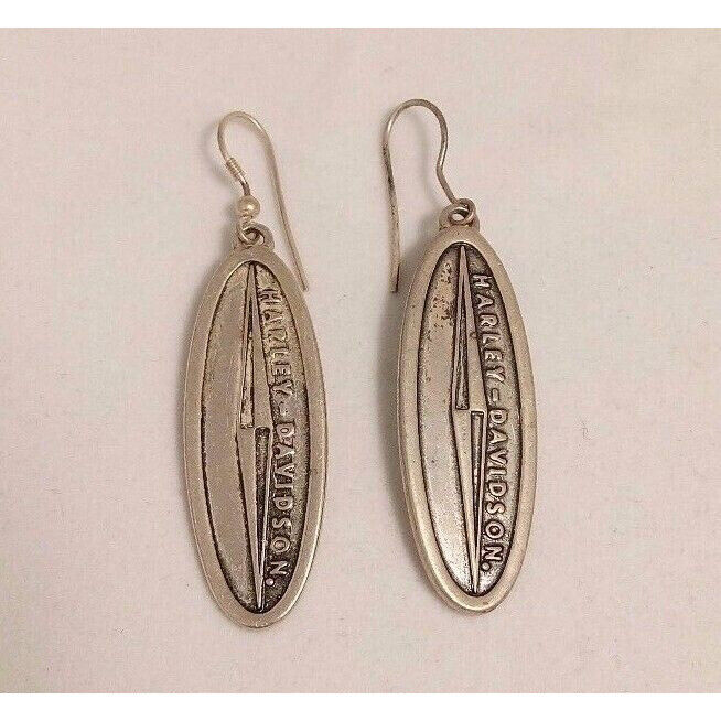 STERLING SILVER HARLEY - DAVIDSON ''1961 OVAL'' DANGLE EARRINGS SKY