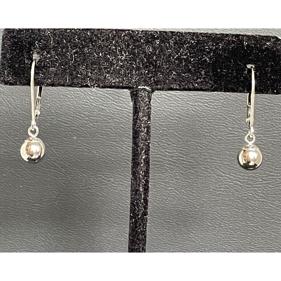 14K WHITE GOLD DANGLE BALLS EARRINGS SKY