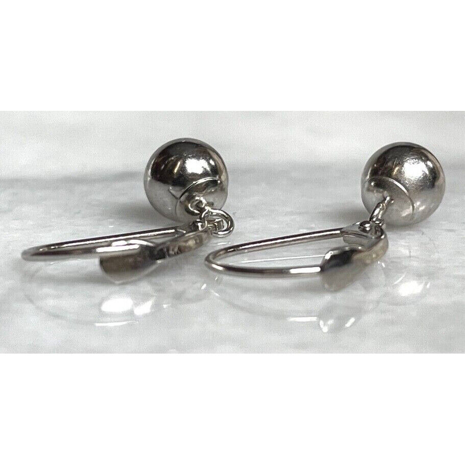 14K WHITE GOLD DANGLE BALLS EARRINGS SKY