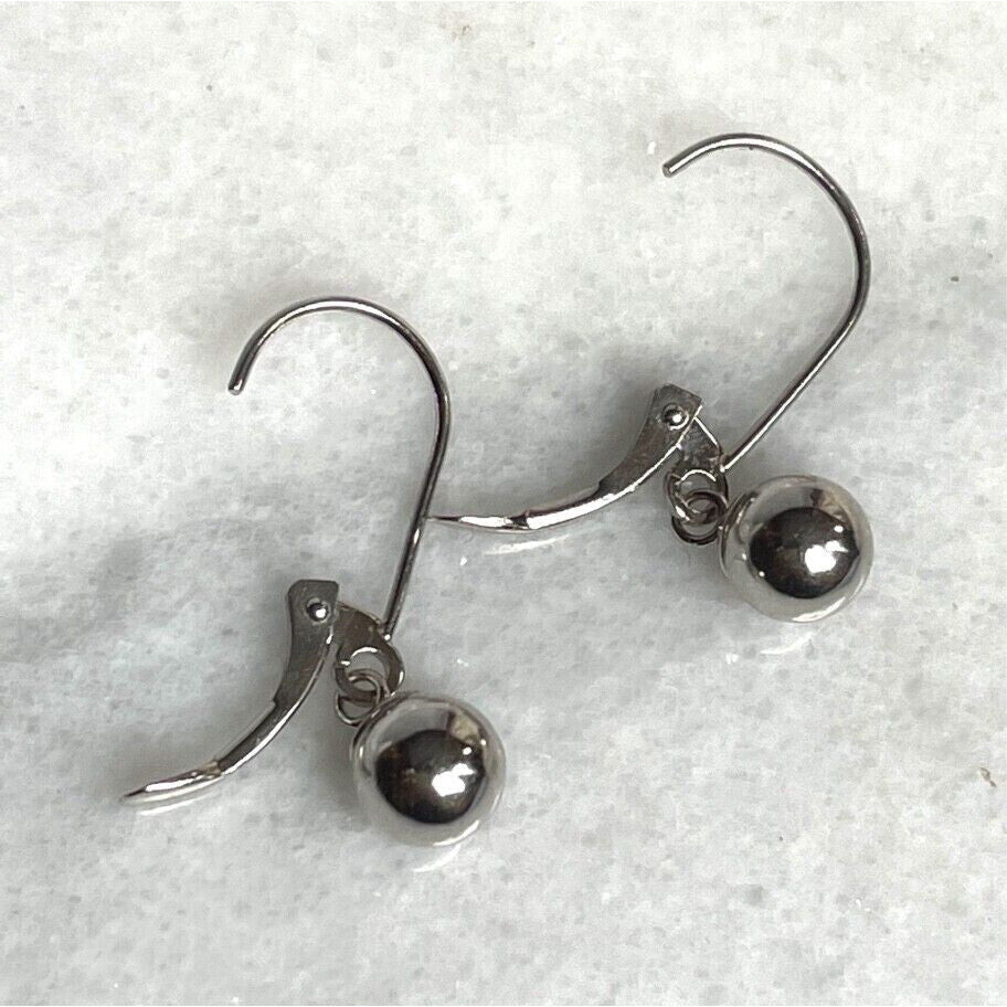 14K WHITE GOLD DANGLE BALLS EARRINGS SKY