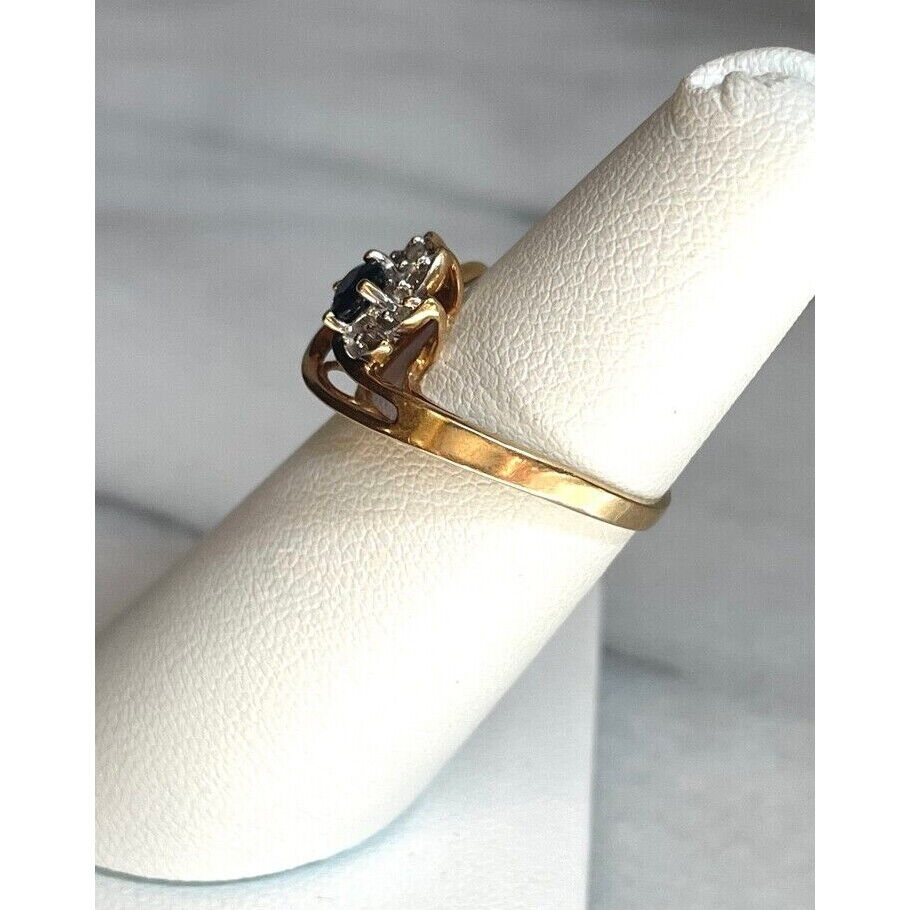 YELLOW GOLD SAPPHIRE AND DIAMOND COCKTAIL RING SIZE 5.75 SKY