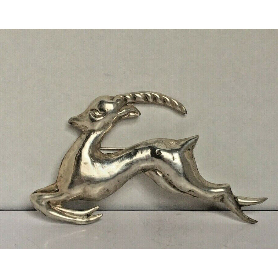 RARE VINTAGE PANAMERICANA MEXICO STERLING SILVER ANTELOPE BROOCH SKY