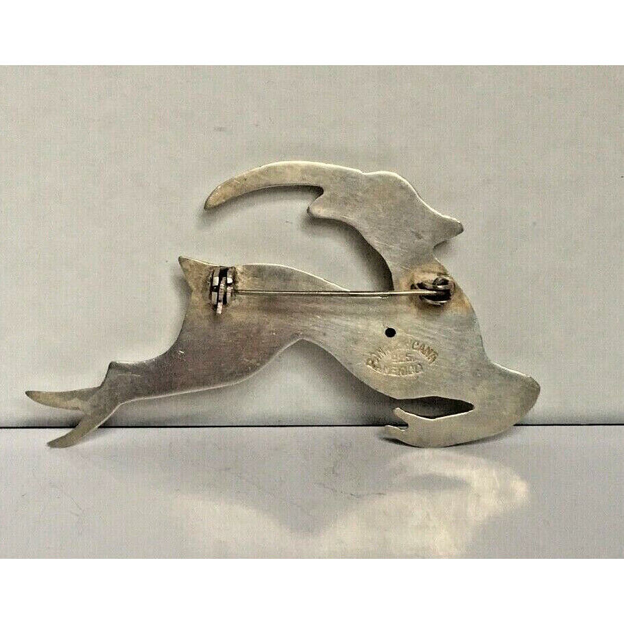 RARE VINTAGE PANAMERICANA MEXICO STERLING SILVER ANTELOPE BROOCH SKY