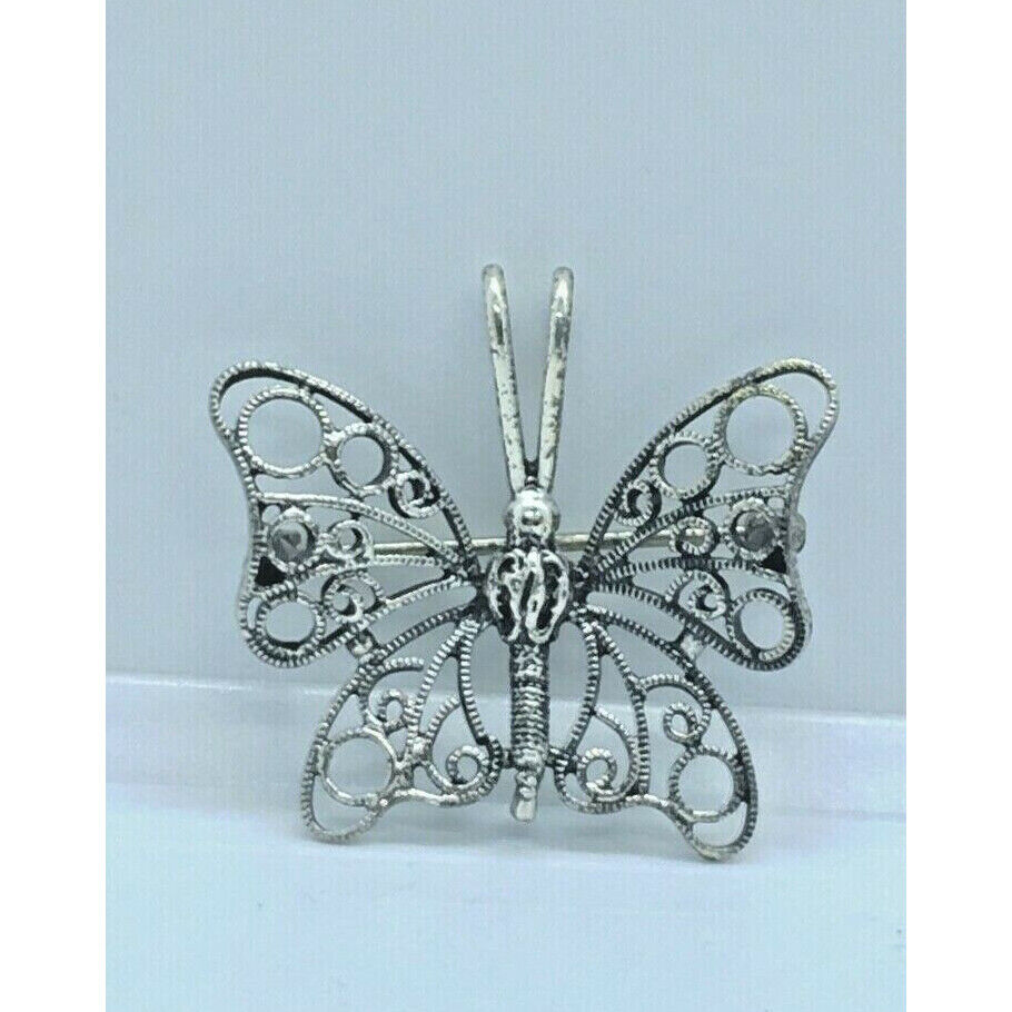 DANE CRAFT 925 STERLING SILVER FILIGREE BUTTERFLY BROOCH/PENDANT SKY