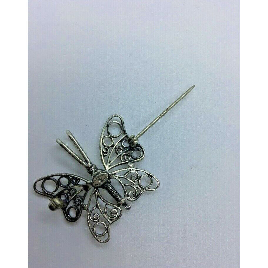 DANE CRAFT 925 STERLING SILVER FILIGREE BUTTERFLY BROOCH/PENDANT SKY