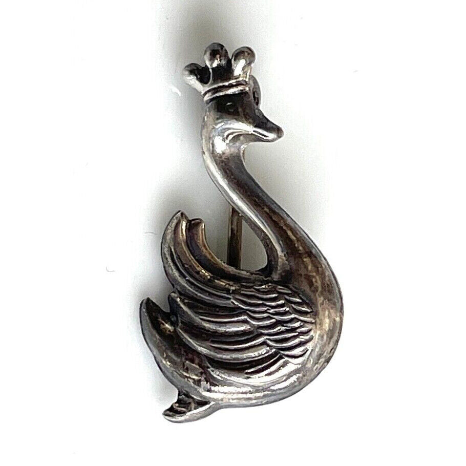 925 STERLING SILVER QUEEN SWAN  BROOCH SKY