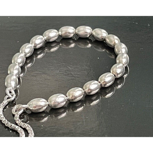 925 STERLING SILVER BEADED BOLO TYPE ADJUSTABLE BRACELET SKY