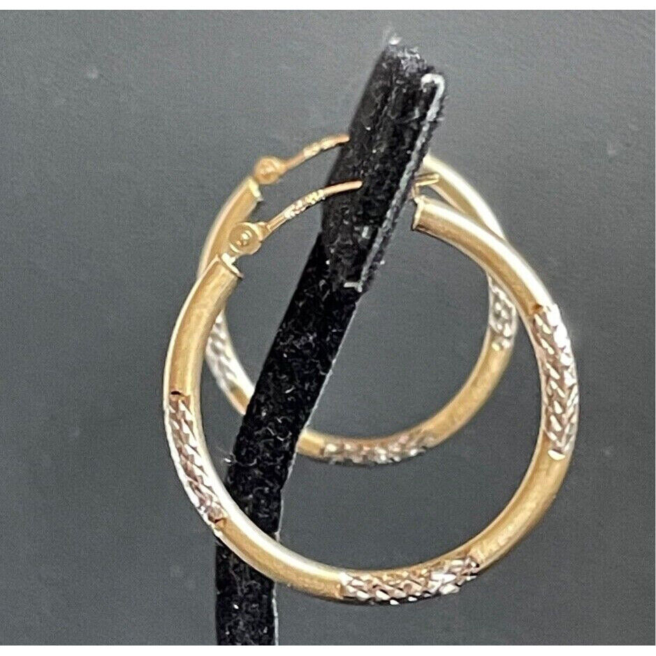 JCM 14K BI-TONE GOLD HOOP EARRINGS SKY