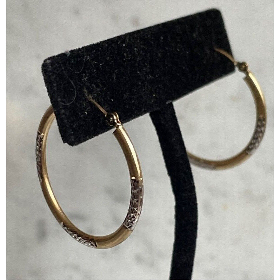 JCM 14K BI-TONE GOLD HOOP EARRINGS SKY