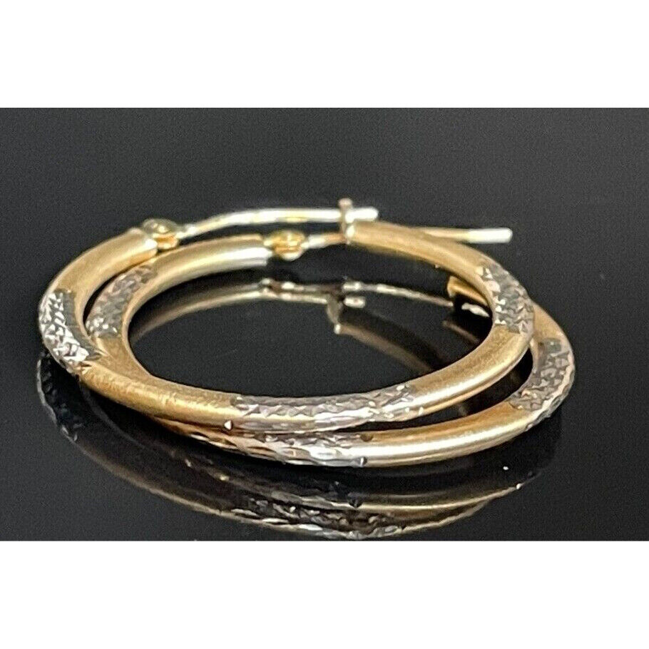 JCM 14K BI-TONE GOLD HOOP EARRINGS SKY