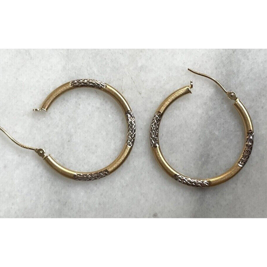 JCM 14K BI-TONE GOLD HOOP EARRINGS SKY