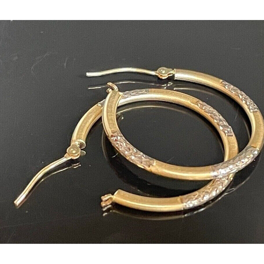 JCM 14K BI-TONE GOLD HOOP EARRINGS SKY