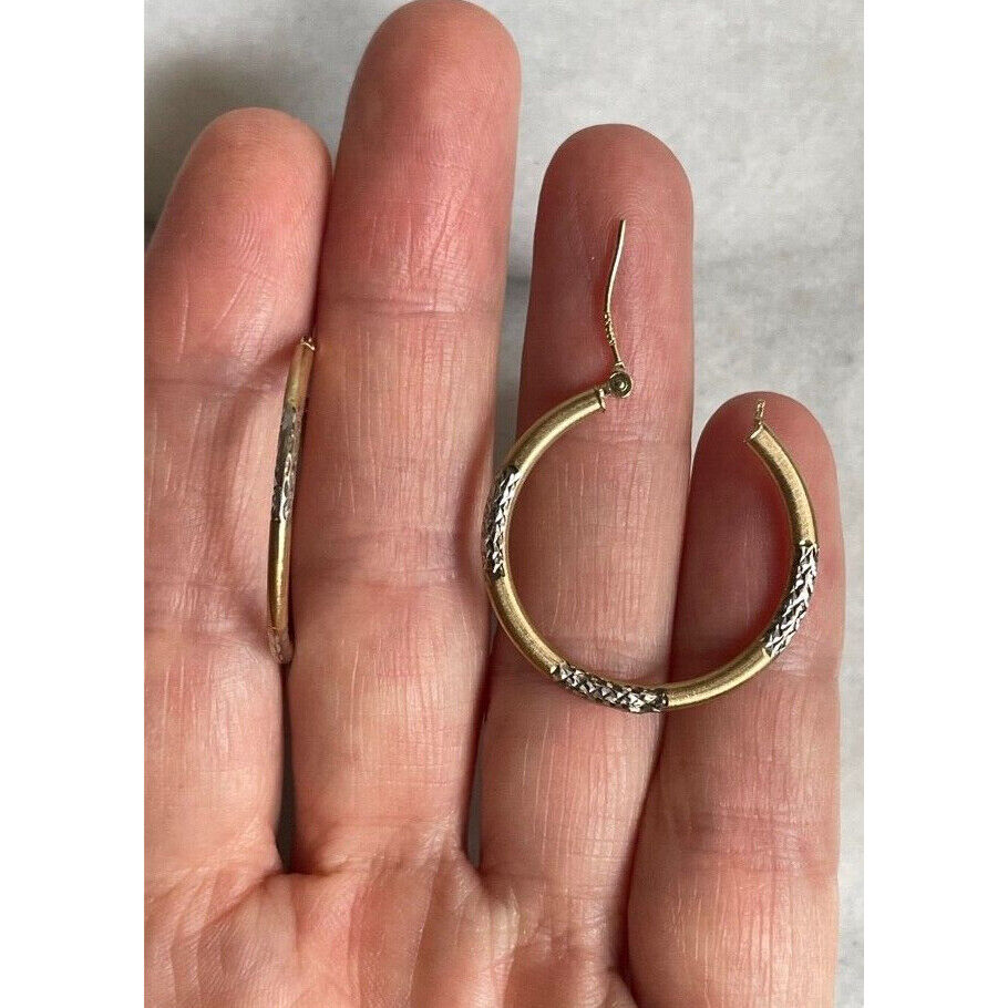 JCM 14K BI-TONE GOLD HOOP EARRINGS SKY