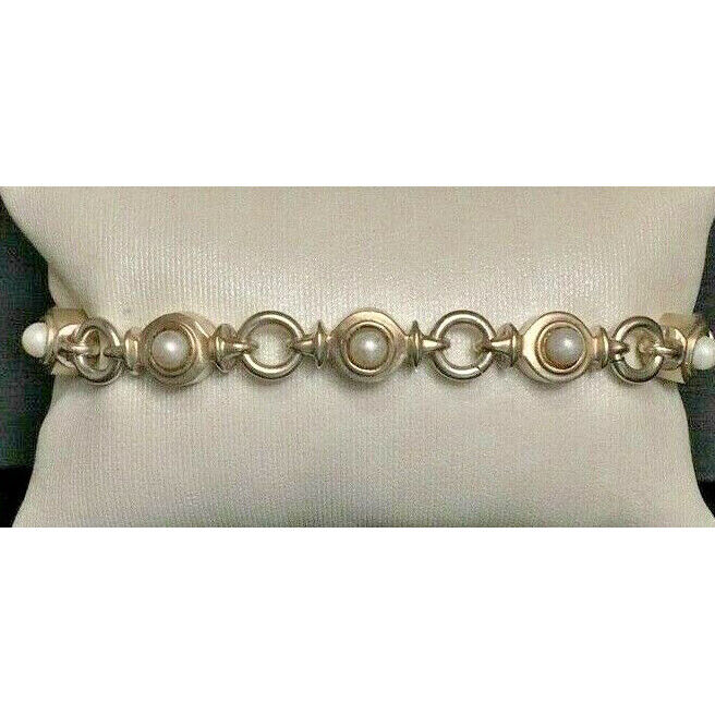 KASEL 925 STERLING SILVER & PEARL TOGGLE BRACELET. MADE IN USA SKY