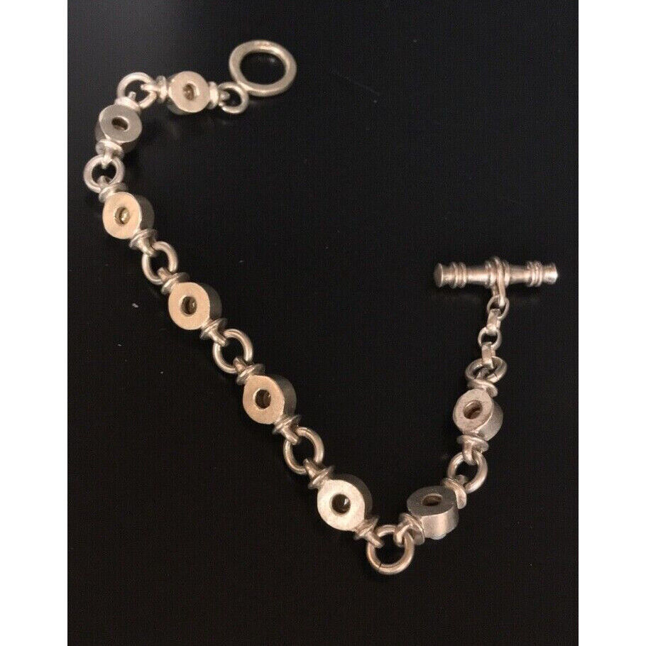 KASEL 925 STERLING SILVER & PEARL TOGGLE BRACELET. MADE IN USA SKY