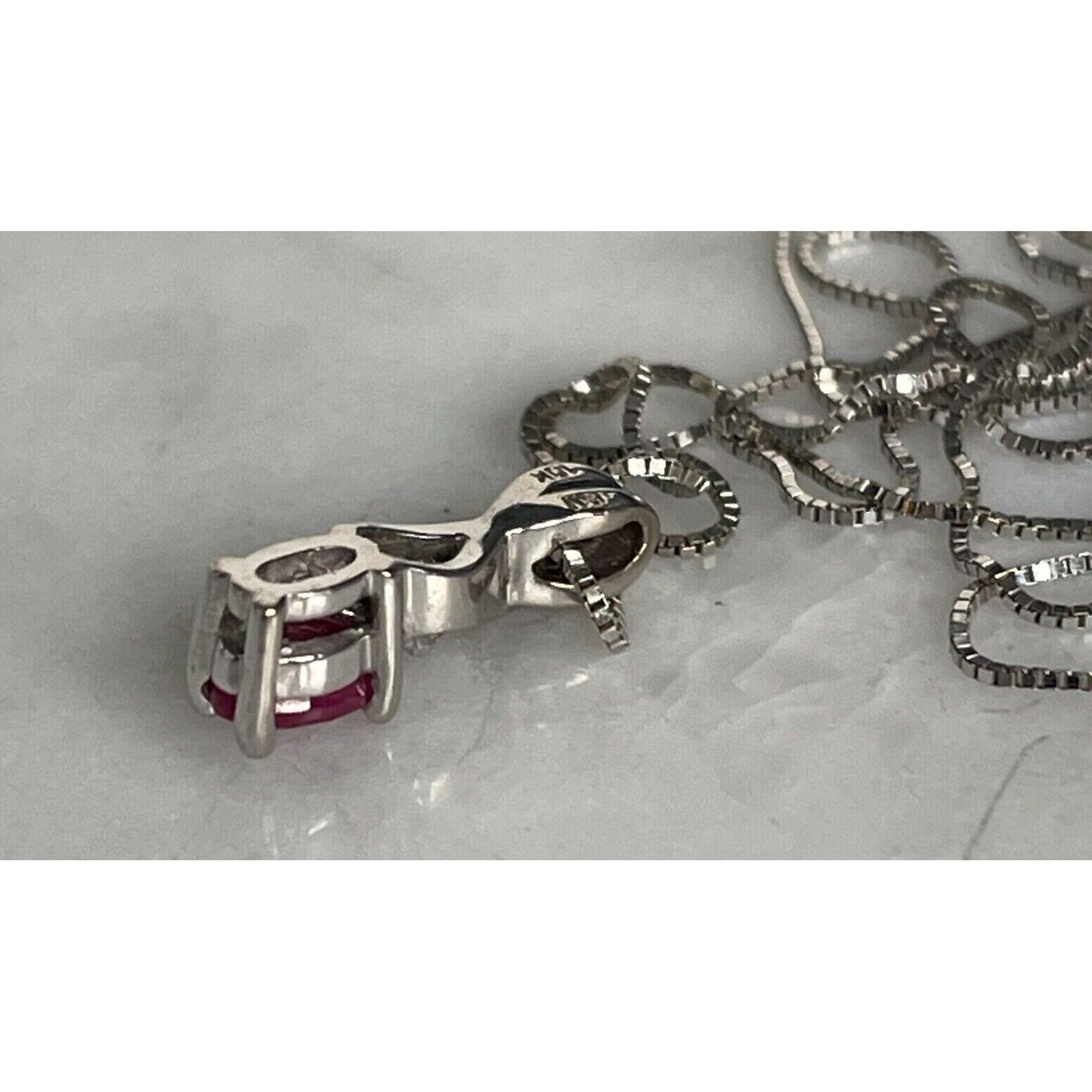 WHITE GOLD RUBY AND DIAMOND PENDANT NECKLACE SKY