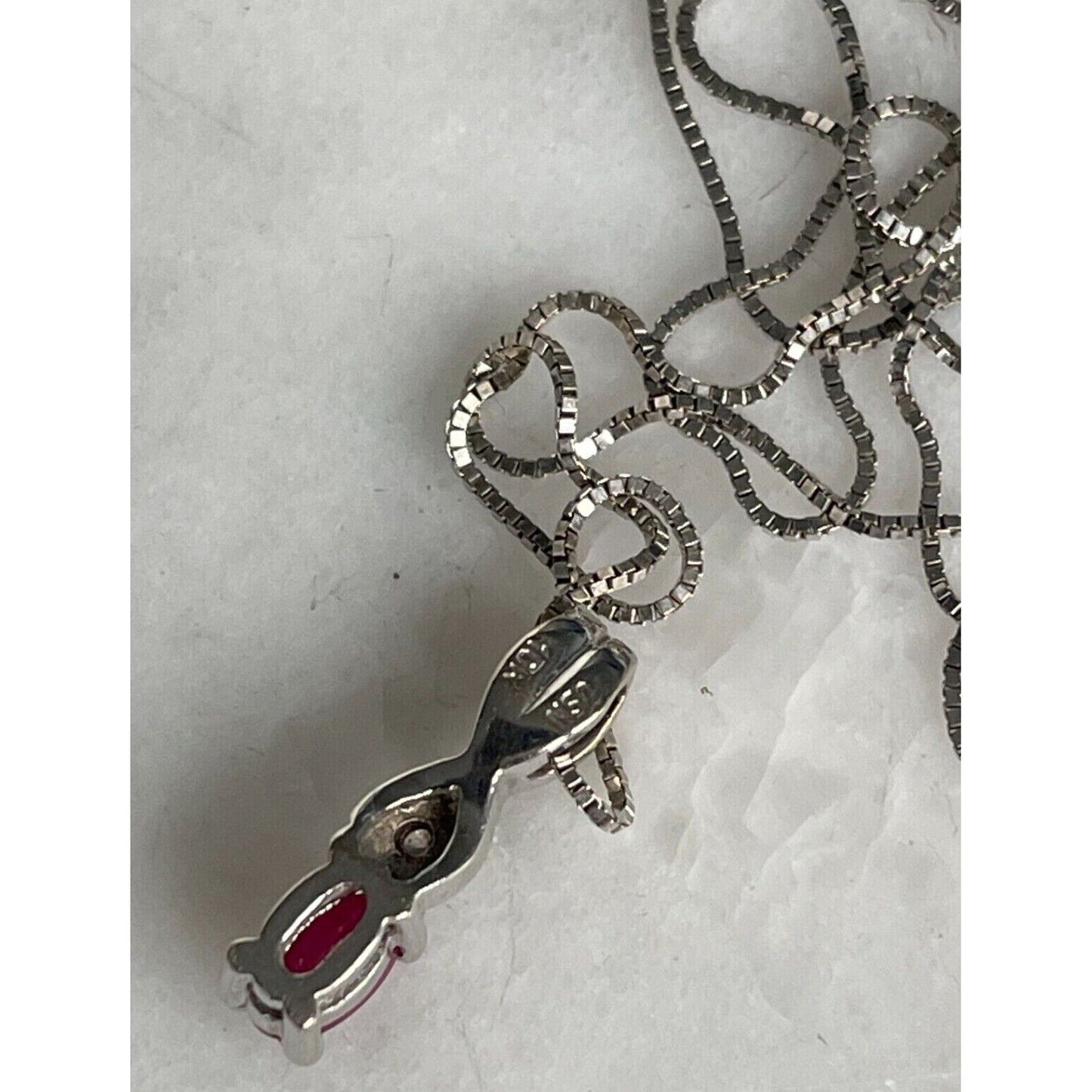 WHITE GOLD RUBY AND DIAMOND PENDANT NECKLACE SKY