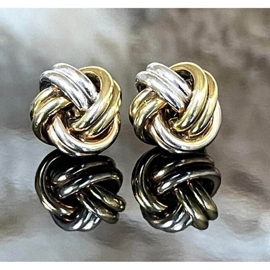 MULTI-TONE GOLD  KNOT DESIGN STUD EARRINGS SKY